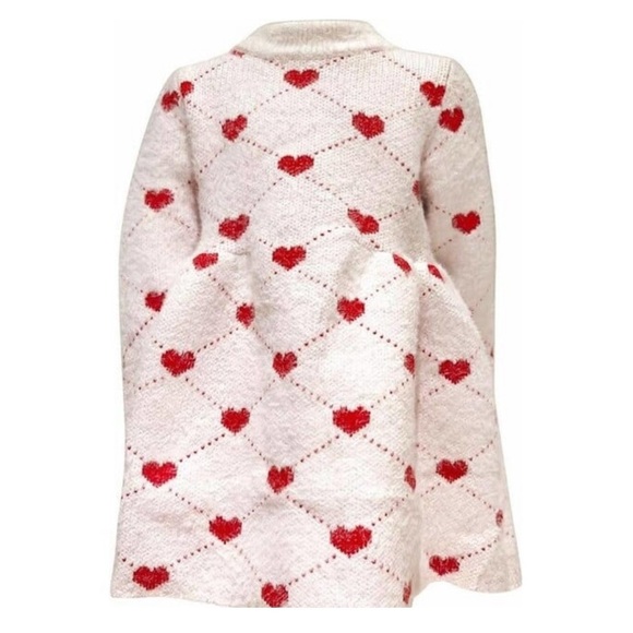 Lola & the Boys - Sweetheart Sweater Sweater Dress- White with Red Hearts - Picture 2 of 3